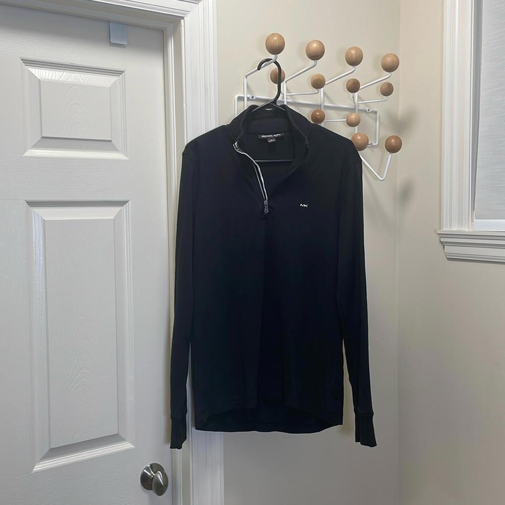 Michael Kors - Classic 1/4 Zip Up Long Sleeve Shirt - Black - S
